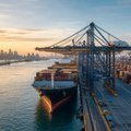 Container ships and cranes at an international port