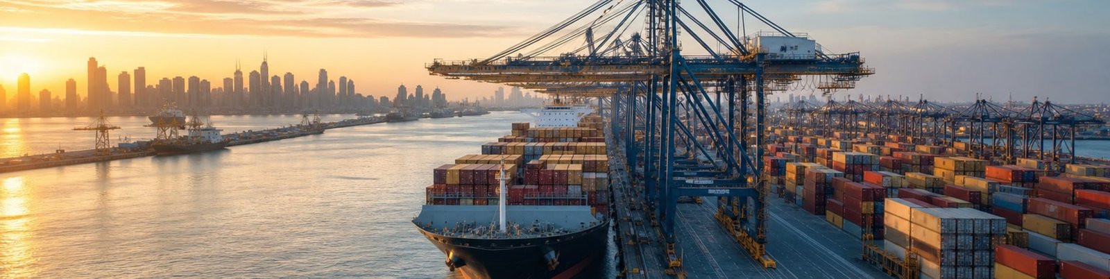 Container ships and cranes at an international port