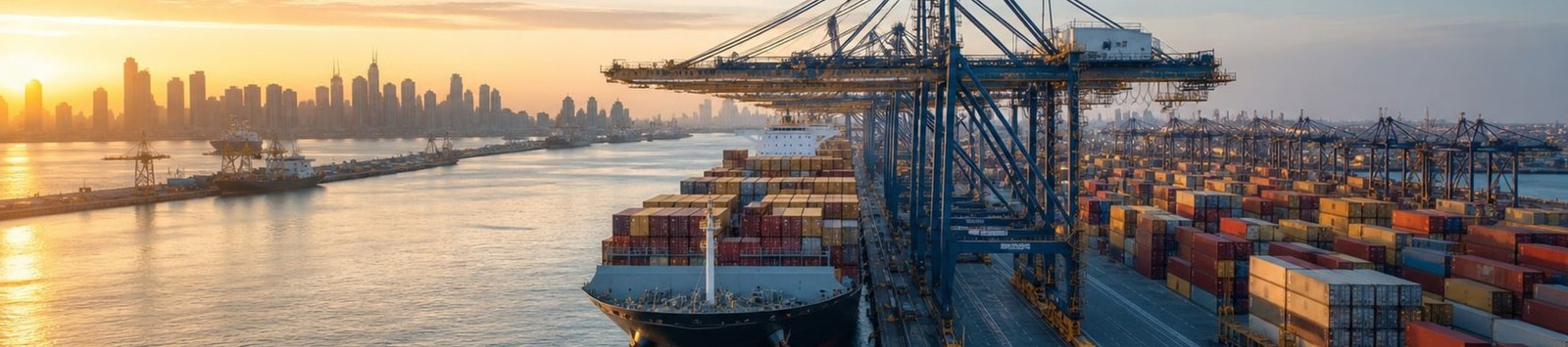 Container ships and cranes at an international port